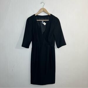 J. Crew Wool Fit and Flare Wrap Style Black Dress Size 6 NWT